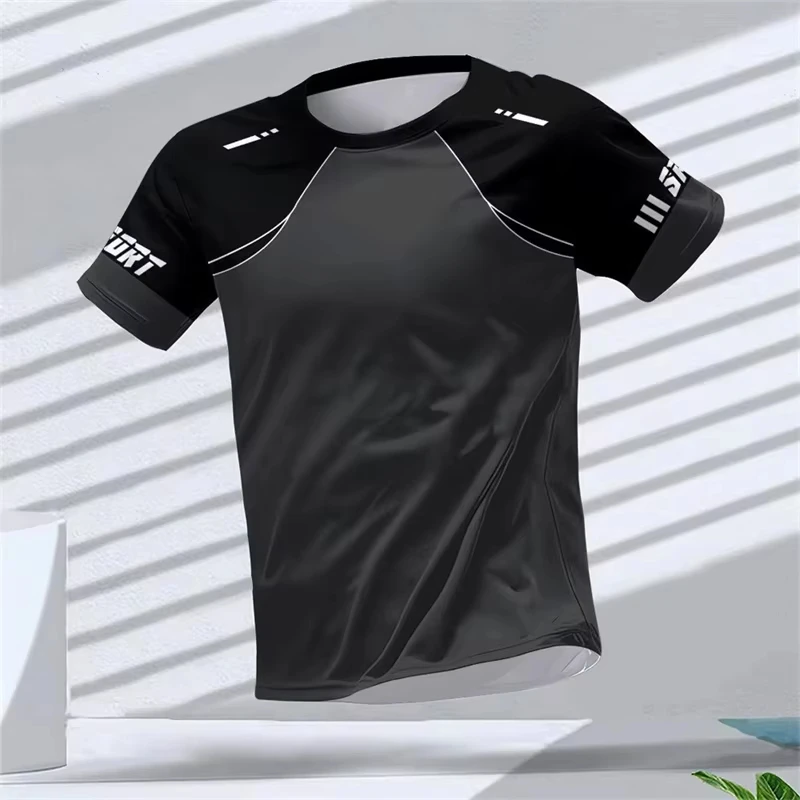 T-shirt sportive da corsa alla moda per uomo, estive, casual, per fitness all'aperto, con stampa 3D, ampie e traspiranti. - immagine 6