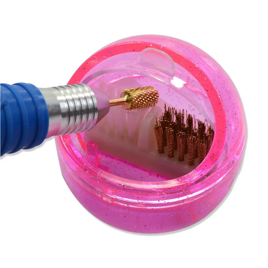 Plastic Nail Drill Bit Cleaning Brush Portable Soft Hard Brush Cleaner Box Professional Nail Art Equipment Manicure Accessories 2