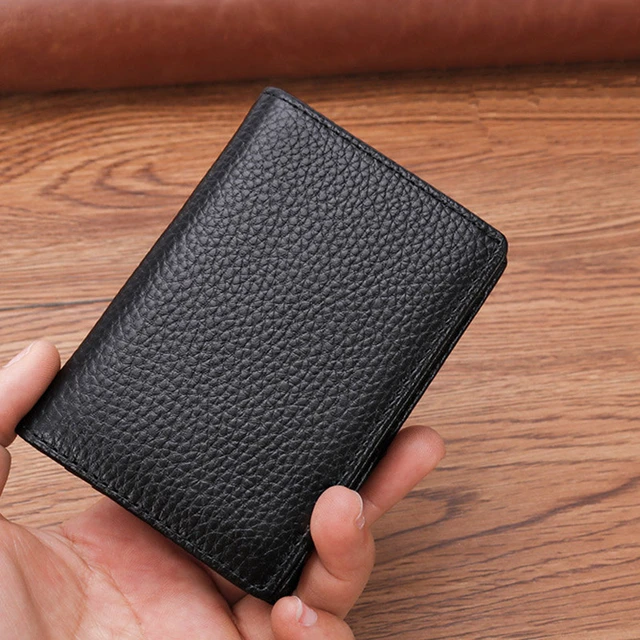 Porte-cartes de luxe en cuir de vache véritable pour hommes, portefeuille  pliable pour cartes de crédit, porte-monnaie, portefeuille homme cuir  veritable mini pochette carte bancaire porte carte de visite porte feuille 