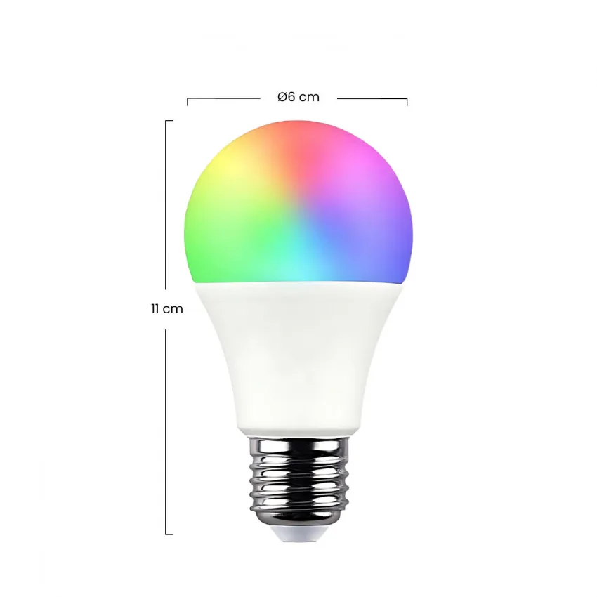 Focos Inteligentes Led Wi-Fi, Multicolor + Luz Blanca Fría y Cálida 806  Lumens, Focos Led Socket E27 9w dimeable, compatible con Alexa y Google