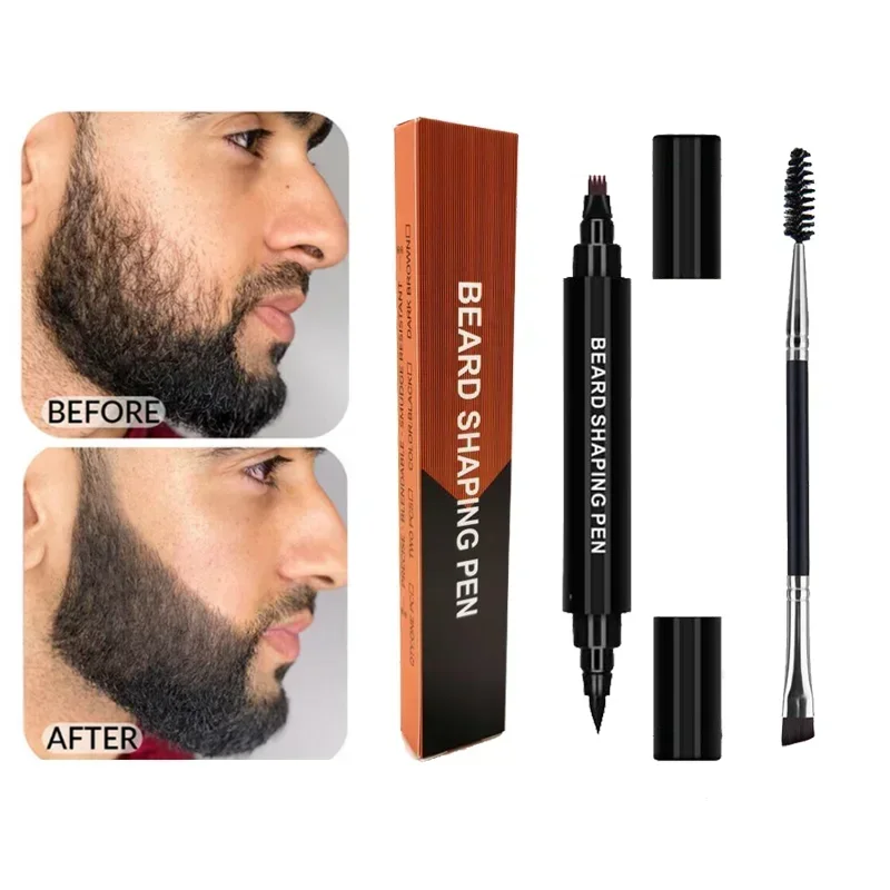 Waterproof Beard Pen Beard Filler Pencil And Brush Enhancer Lasting Repair Moustache Coloring Shaping Tools Hair Pencil