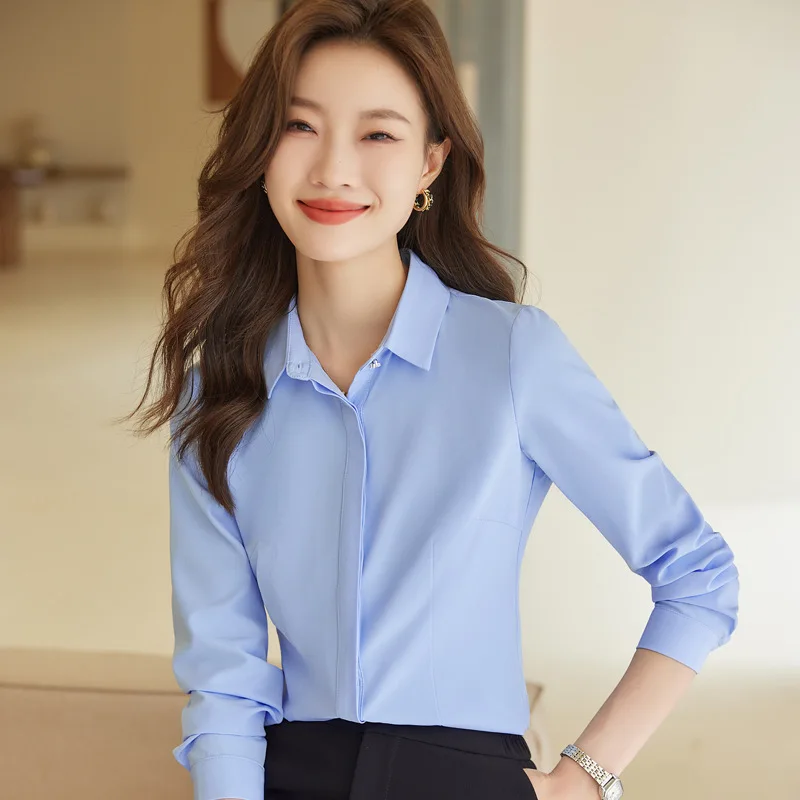 Long Sleeve Blouses Shirts Elegant Spring Autumn Formal OL Style