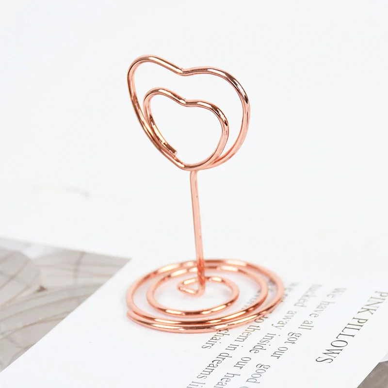 10/20Pcs Heart Round Shape Metal Card Holders Table Number Holders Photo Stands Memo Clip Party Supplies