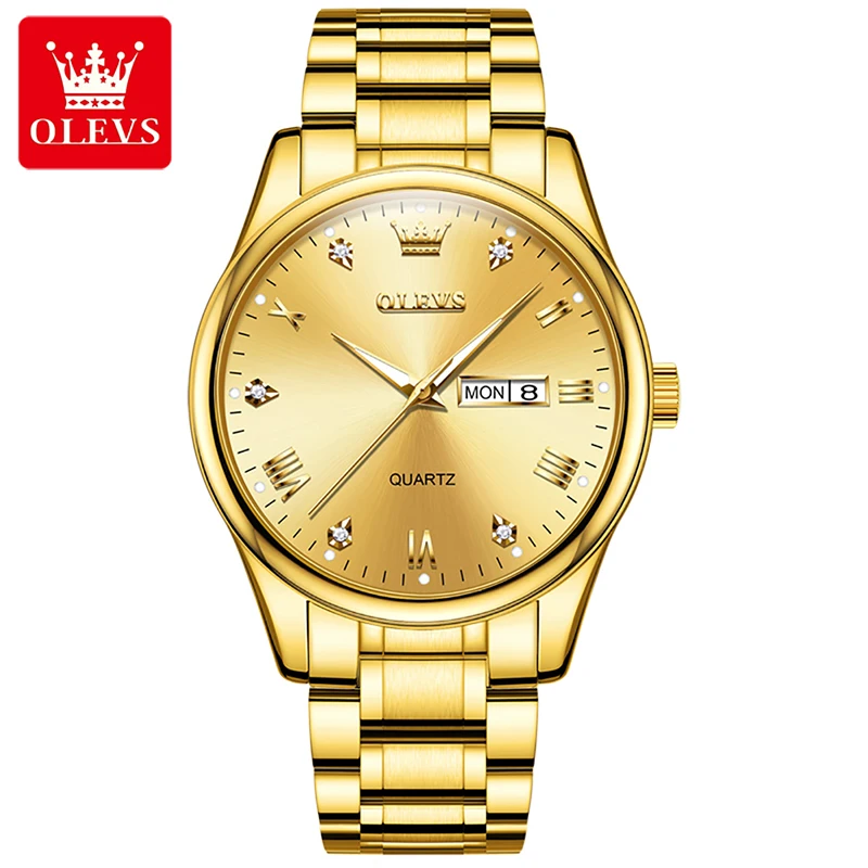 

OLEVS Quartz Men Watch Luxury Brand 2023 New Diamond Mens Watches Weekly Calendar Display 3ATM Waterproof Relogio Masculino 5563