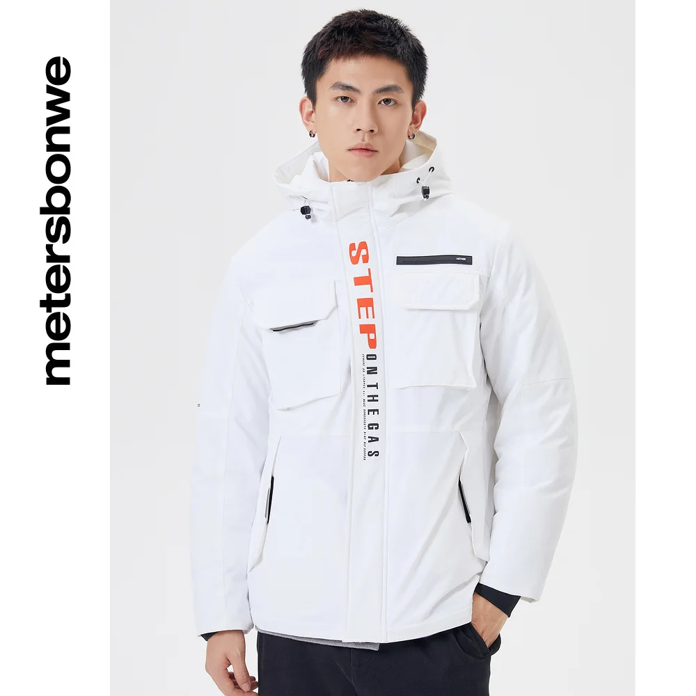 

Men's Multi-Pocket Hooded Cargo Down Jacket 80%Duck Down Thick Print Warm Wear Loose Male Hot Sale Winter Coat