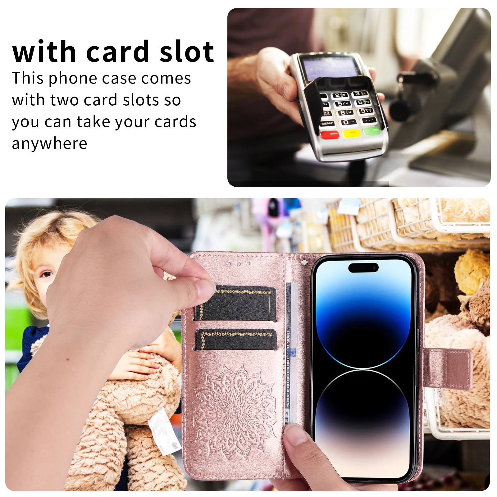Leather Wallet Case with Kickstand Cover,