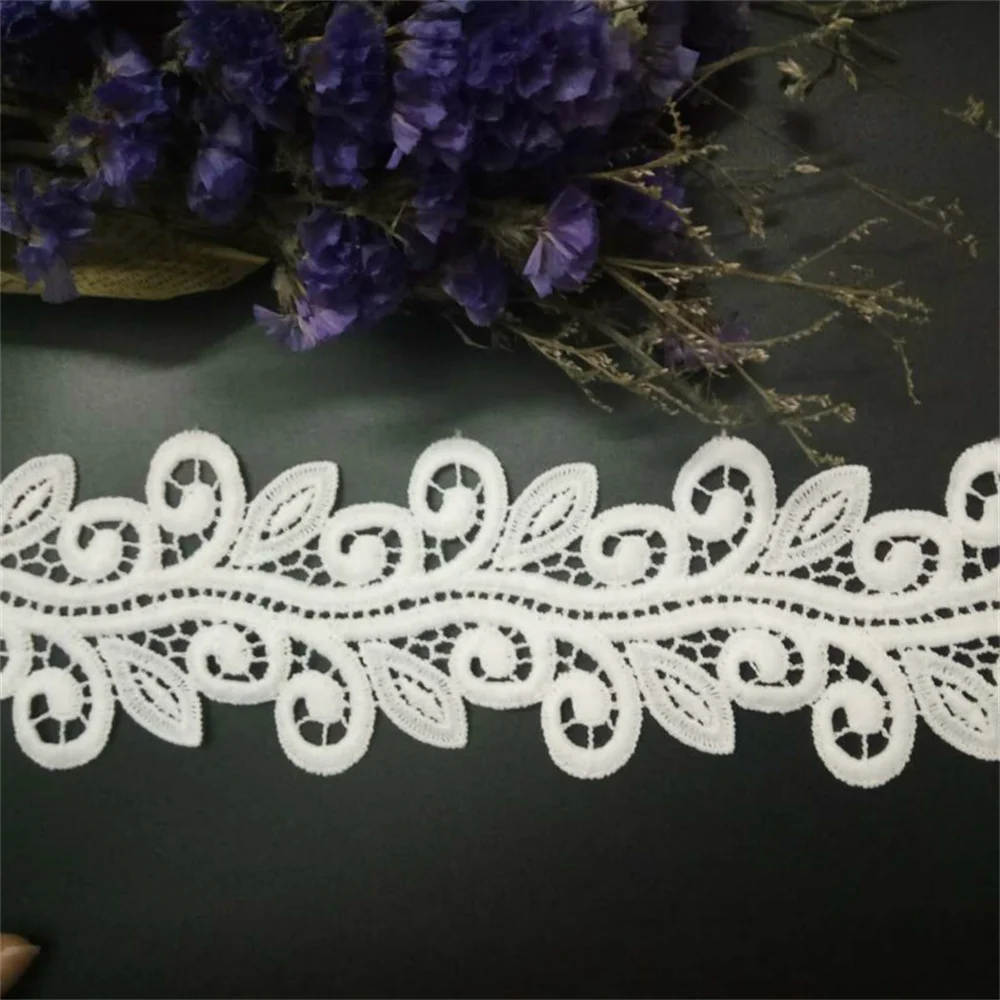 

5 yard White Micro Fiber Flower Embroidered Fabric Lace Trim Ribbon Handmade DIY Sewing Supplies Craft For Costume Decoration