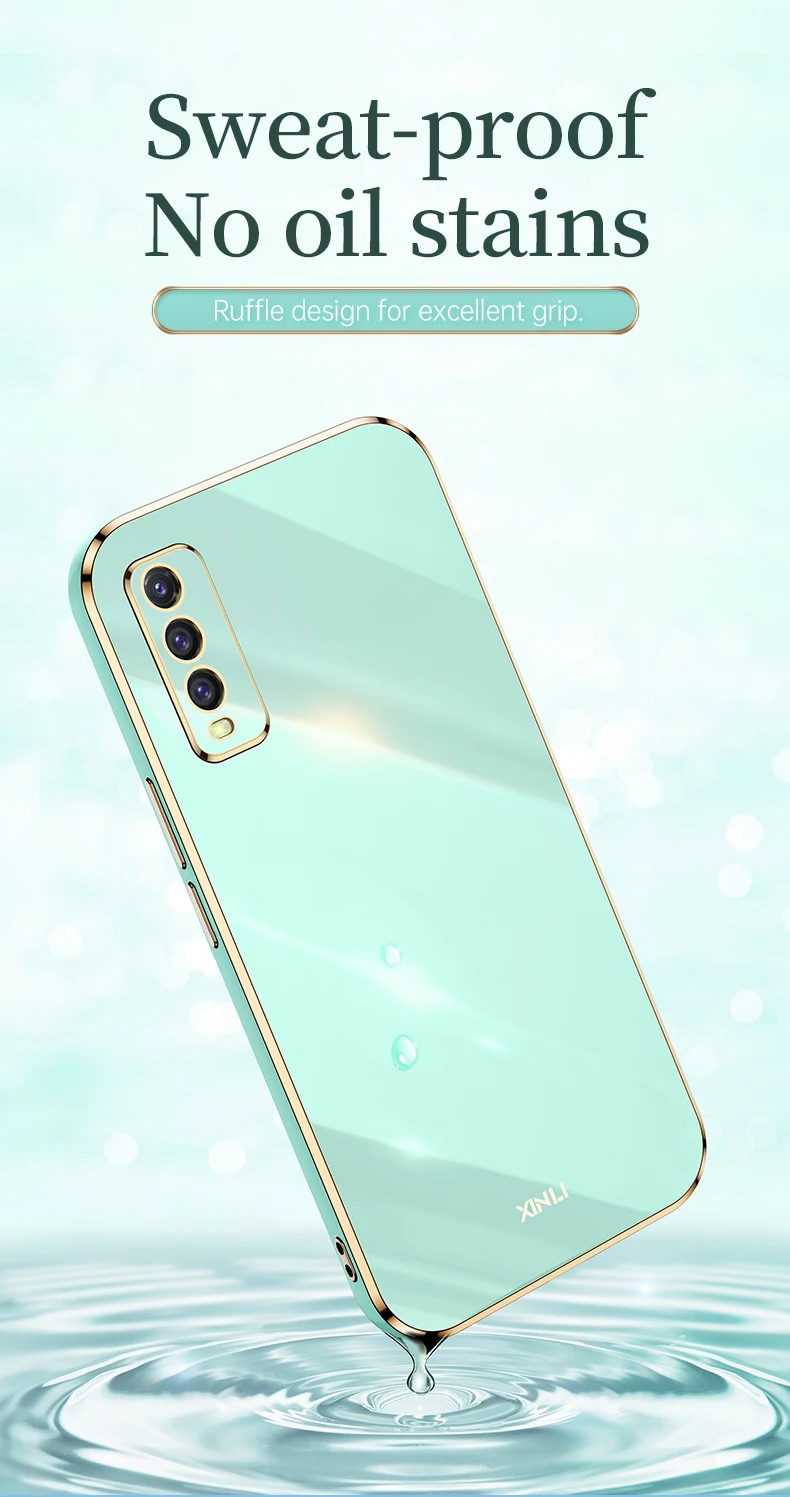 Etui na telefon z silikonową ramką Lxuury Square Frame Plating do Vivo Y20 Y20I Y20S Y17 Y15 Coque Ultracienkie miękkie etui z TPU na tył_voghion.com