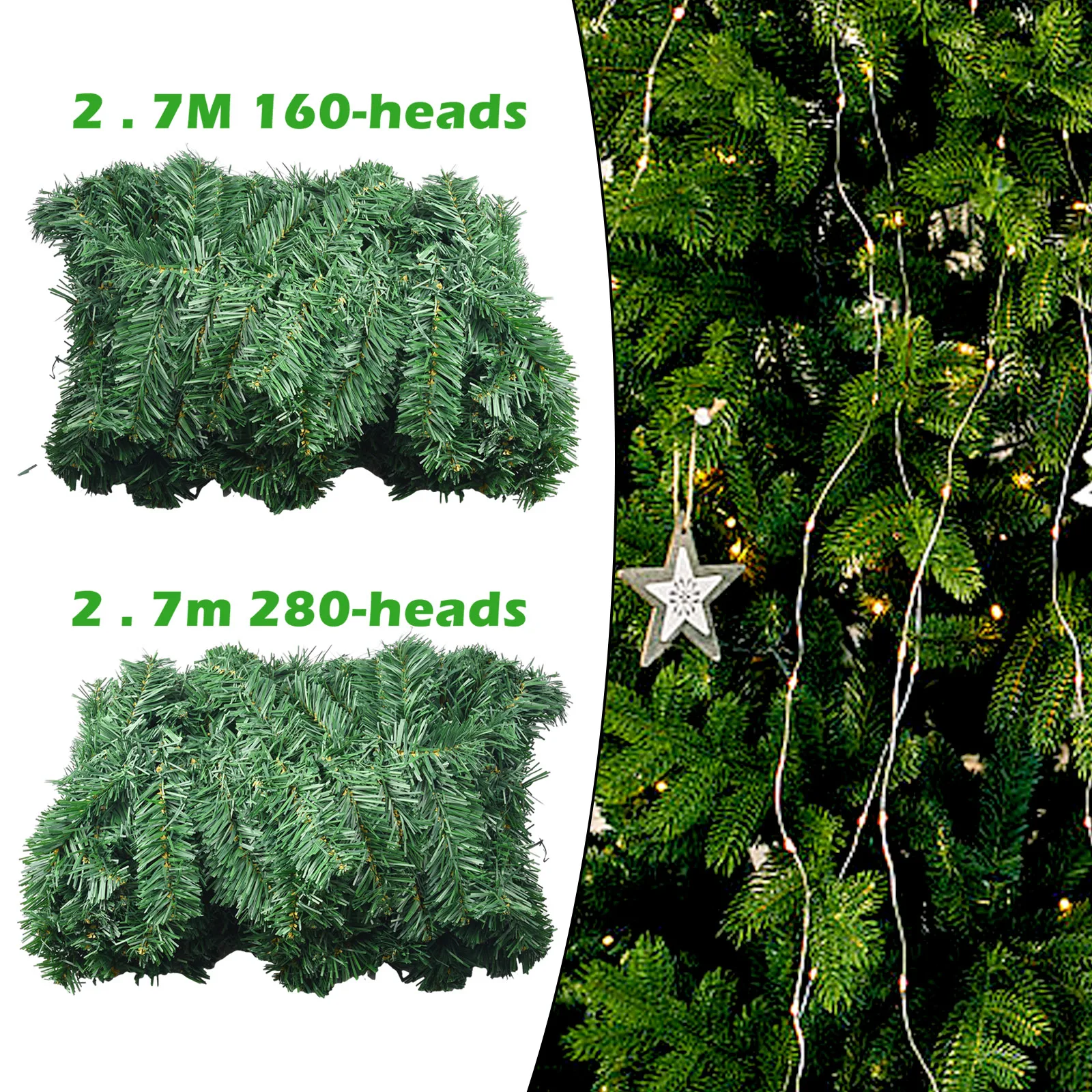 1 stücke 2,7 M Künstliche Grüne Weihnachten Girlande Kranz Weihnachten Kiefer Rattan Dekor Wohnkultur Weihnachten Treppen Dekoration – Detail 8