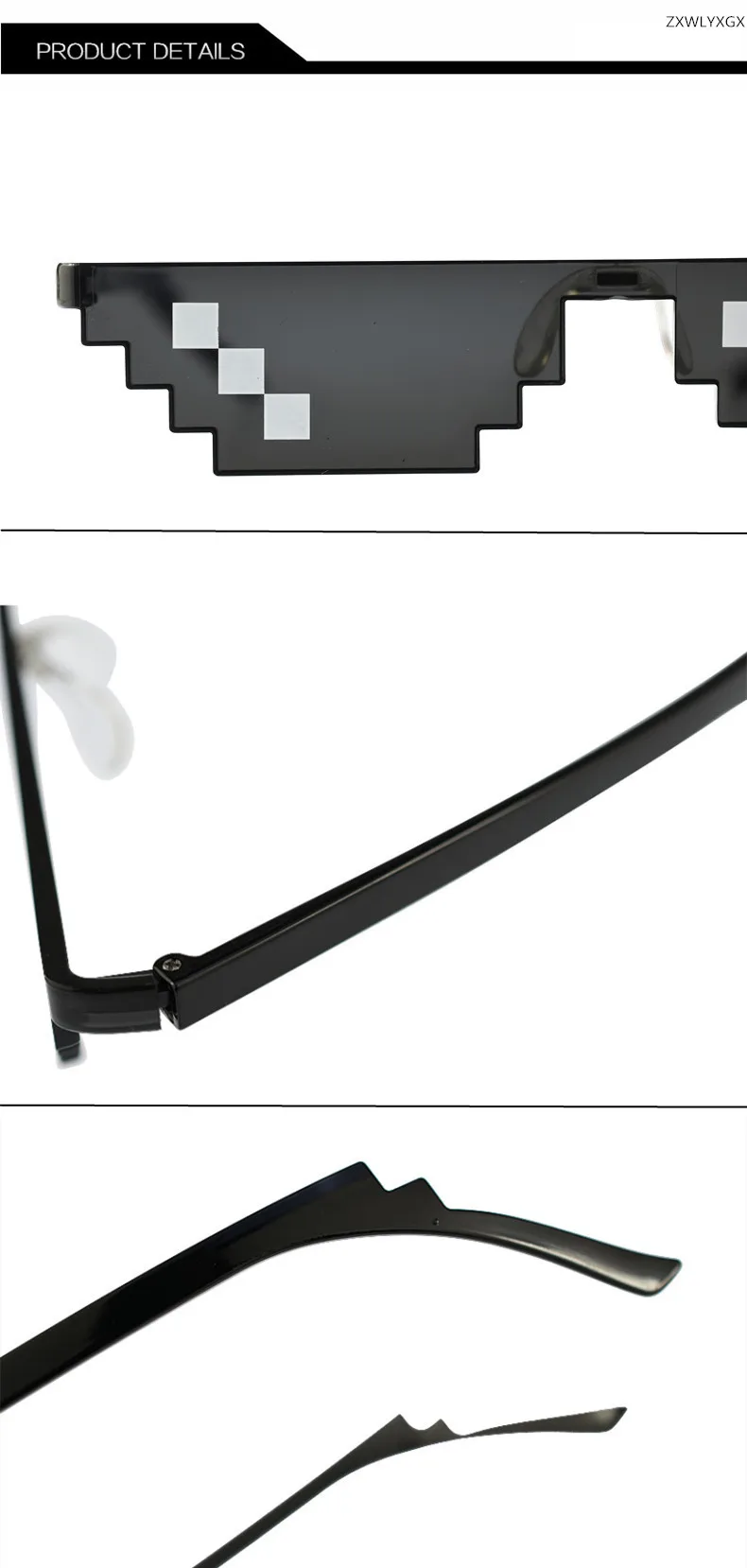 Women Men Brand Thug Life Party Eyegla Vintage Sun Gla Fashion Popular Mosaic Gla 8 Bit MLG Pixelated_voghion.com