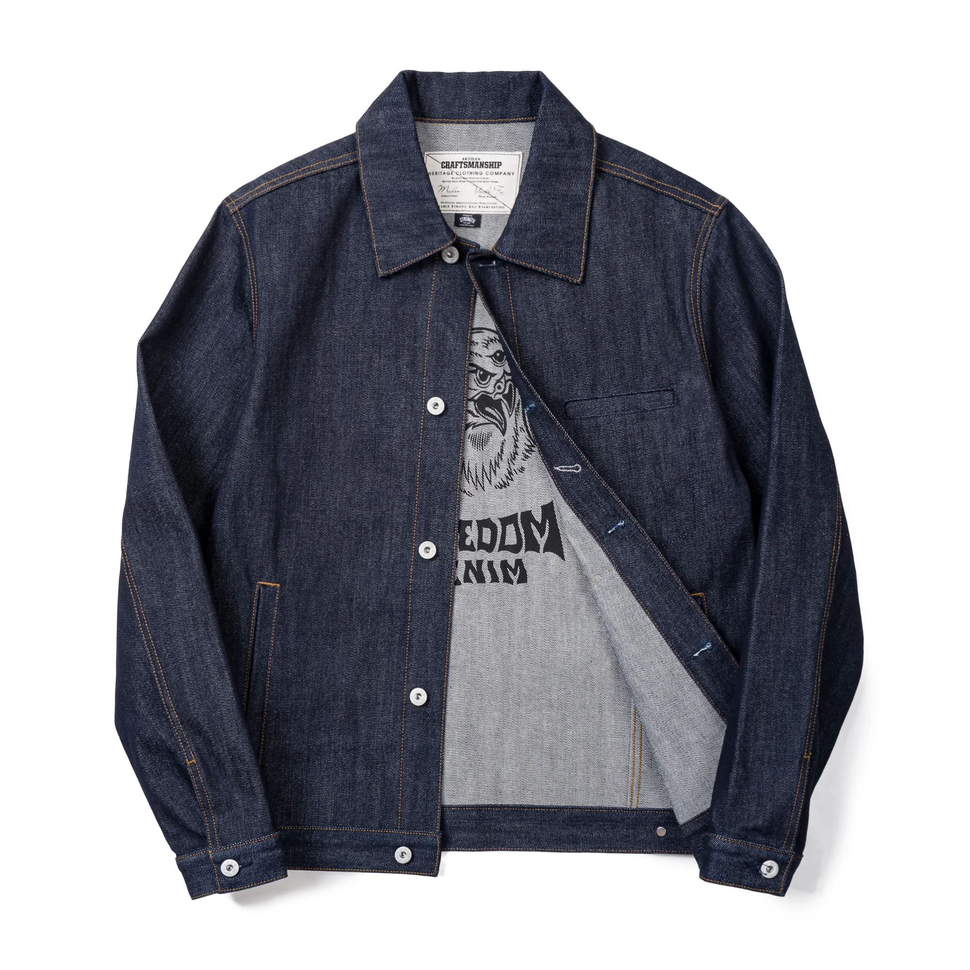 Maden Retro Men's 16.5oz Denim Jackets Heavyweight Cotton