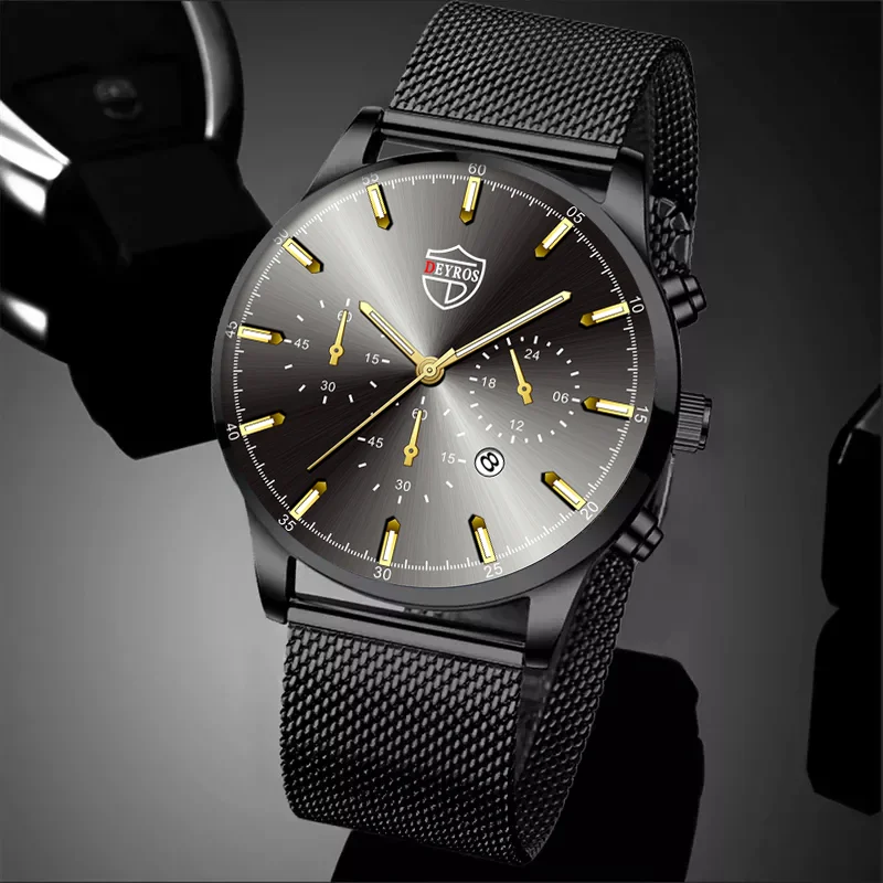 Luxury Fashion Men's Watches Stainless Steel Mesh Belt Quartz Leather Watch Calendar Luminous Male Clock spring children casual shoes girls boys male female sneaker high elastic foot wrapping baby flying mesh sock shoes