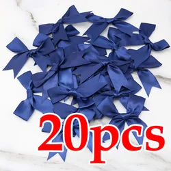 Set of 20 Fresh Pink Satin Ribbon Flower Bows - 8.5cm (DEEP BLUE)