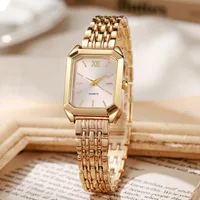 Montres de luxe légères à bande d'acier pour femmes, montre-bracelet élégante à Quartz carrée Simple à la mode pour étudiantes 1