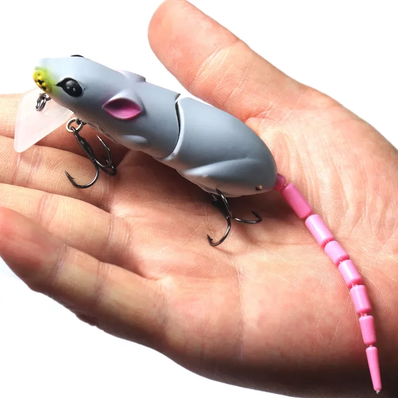 Plastic Mouse Fishing Lure With 3D Eyes Wagging Tail Slow Sinking  Artificial Bait for pike bass Swimbaits minnow Floatingbaits