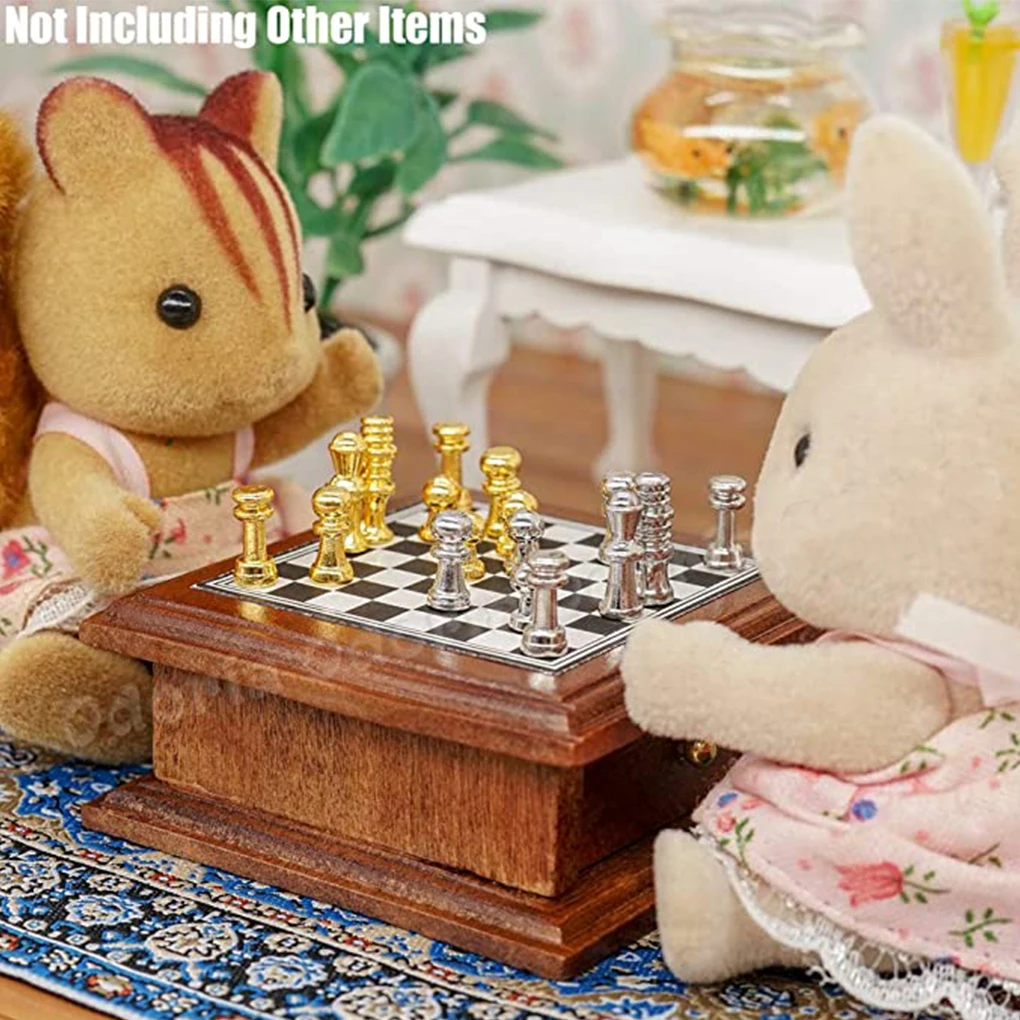 

1 Set Miniature Chess Simple Prop Creative 1 12 Accessories for DIY