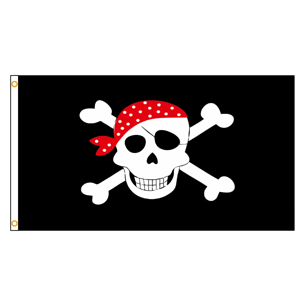 90 X150Cm Jolly Goger Bandiere E Striscioni Skull Bone Red Bandanna Skull Crossbones Pirate Flags Flag Per La Decorazione
