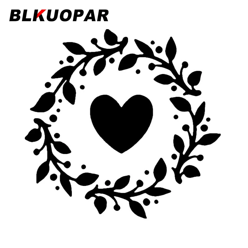 

BLKUOPAR, венок с сердцем, центр, автомобильные наклейки, водонепроницаемые креативные вырезанные наклейки, аниме, мотоцикл, искусственная оболочка автомобиля
