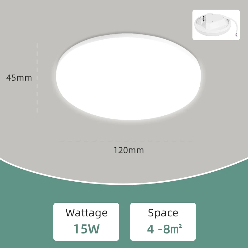 Round LED Panel Ceiling Light, 15W-50W, Surface Mount for Indoor Home, Kitchen, Bedroom Lighting