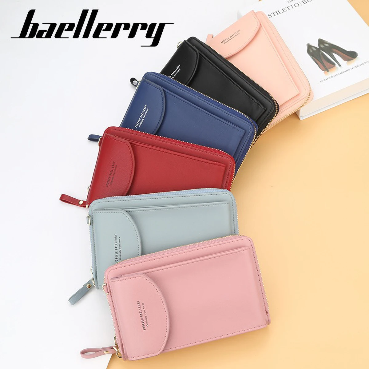 aBaellerry Women's Long Diagonal Crossbody Bag, Multifunctional Wallet Phone Purse, PU RFID Blocking Hands-Free Shoulder Bag