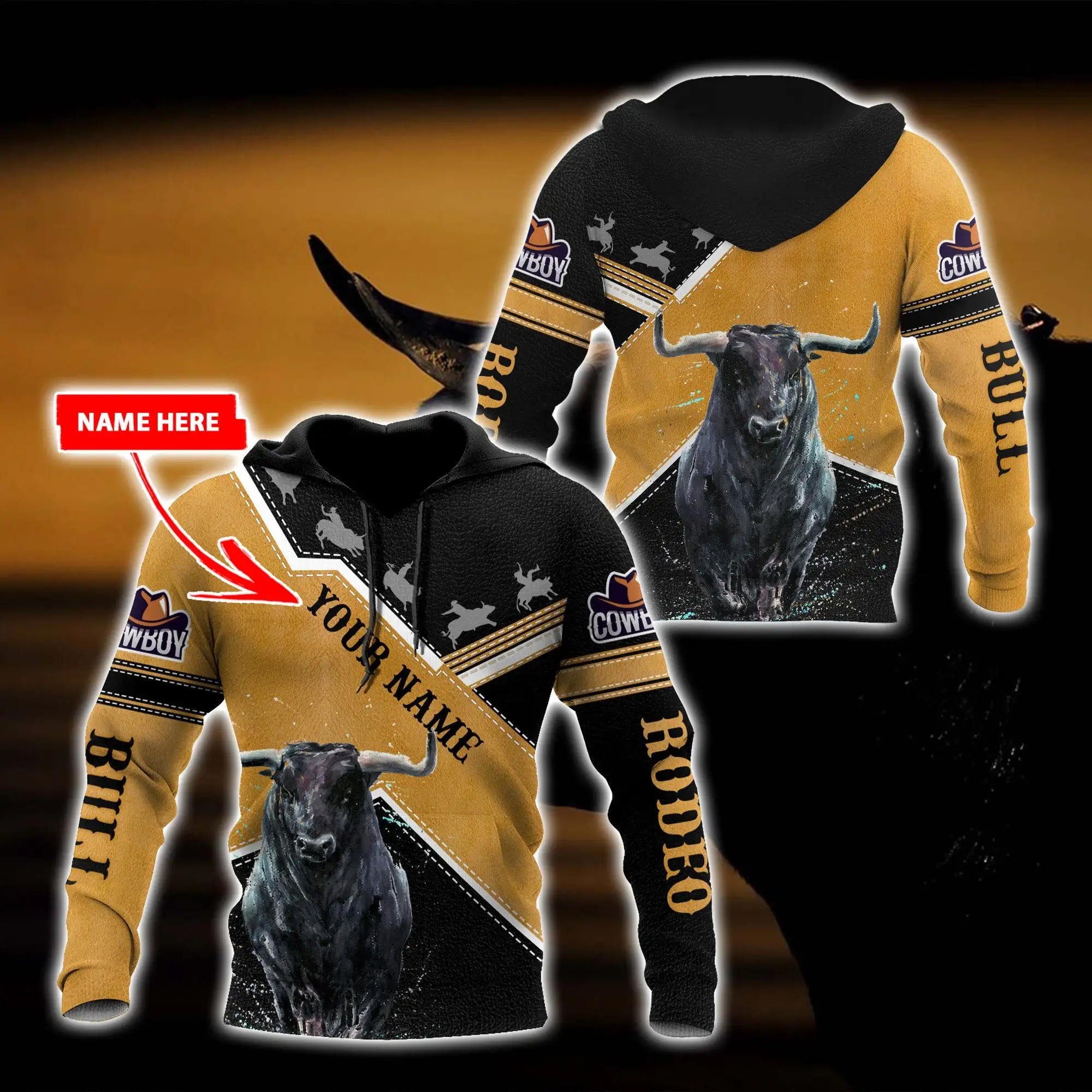 Personalized Name Bull Riding 3D All Over Printed Men Hoodie Unisex Hooded sweatshirt Streetwear Casual zipper hoodies DK436