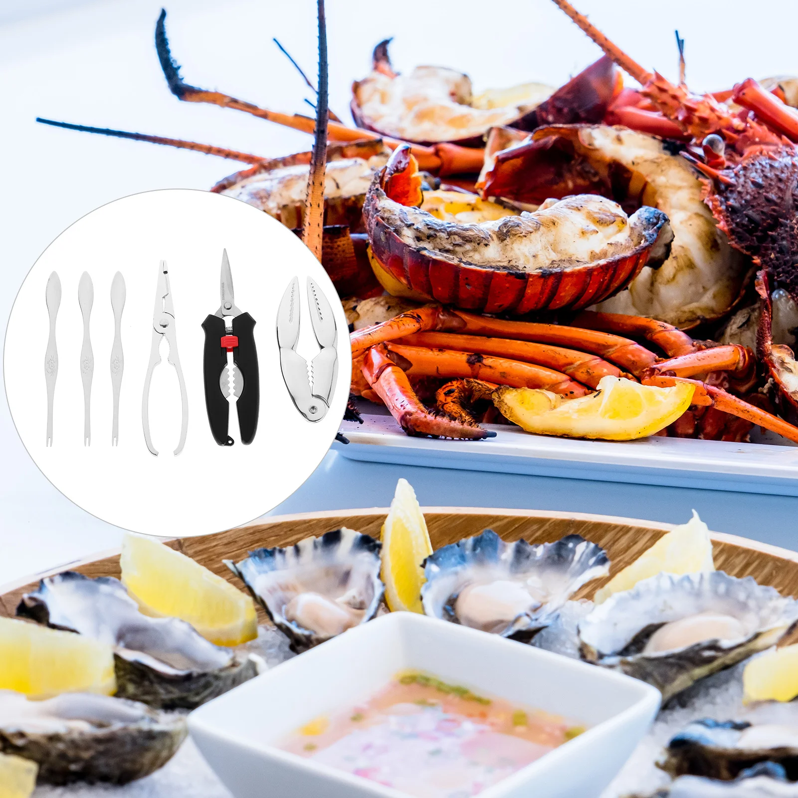 

Kesyoo Seafood Tools Nut Plier 6Pcs Seafood Scissors Crab Crackers Tools Crab Leg Crackers Picks Set Picks Knife Shellfish