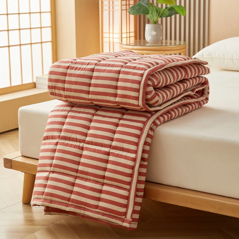 Brownish Red Foldable Sleeping Mat Mattress Student Dormitory Single Bedding Pad Home Thicken Warm Double Bed Mattresses 매트리스