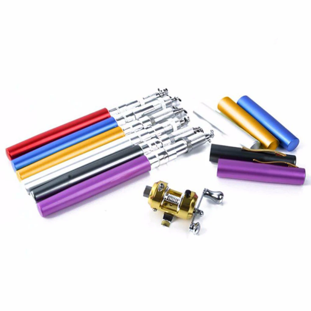 

Portable Pocket Telescopic Mini Fishing Pole Pen Shape Folded Fishing Rod With Reel Wheel