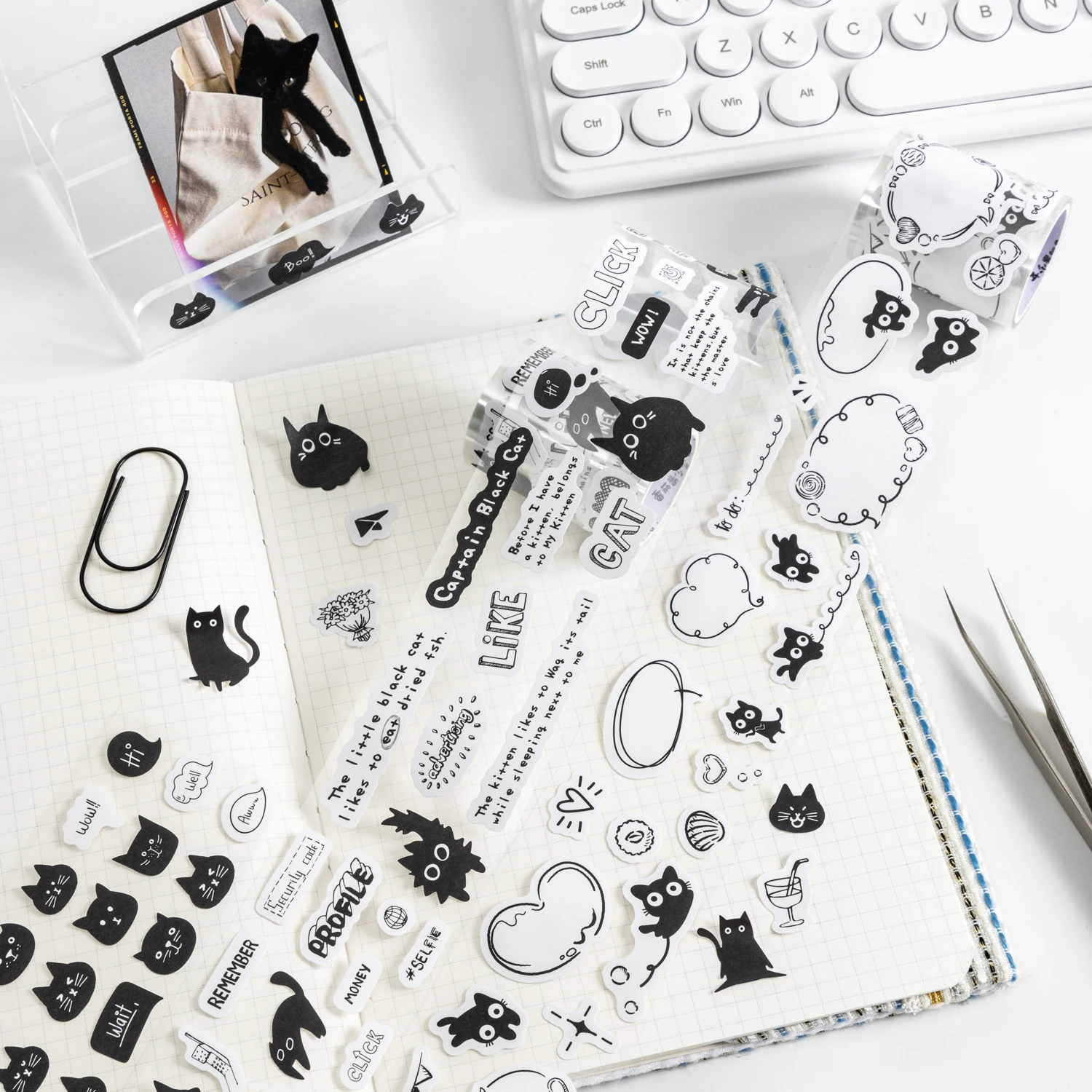 

50 мм * 200 см серии «Капитан черная кошка», кавайная кошка, Ландшафтная лента, творческий журнал «сделай сам», материал для коллажа, канцелярские принадлежности