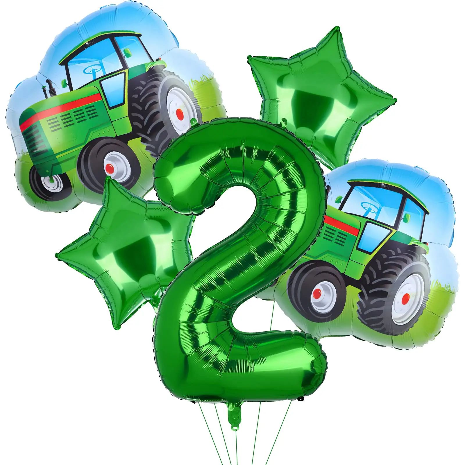 Farm Tractor Party Decor Set - Tableware, Napkins, Tablecloth, Banner, Balloons & Cake Topper