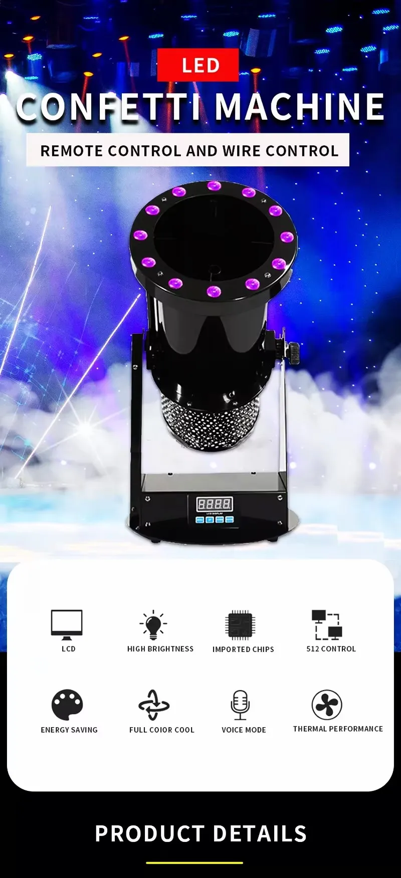 High Quality 1500W LED Electric Confetti Blower Machine Professional Confetti Ca