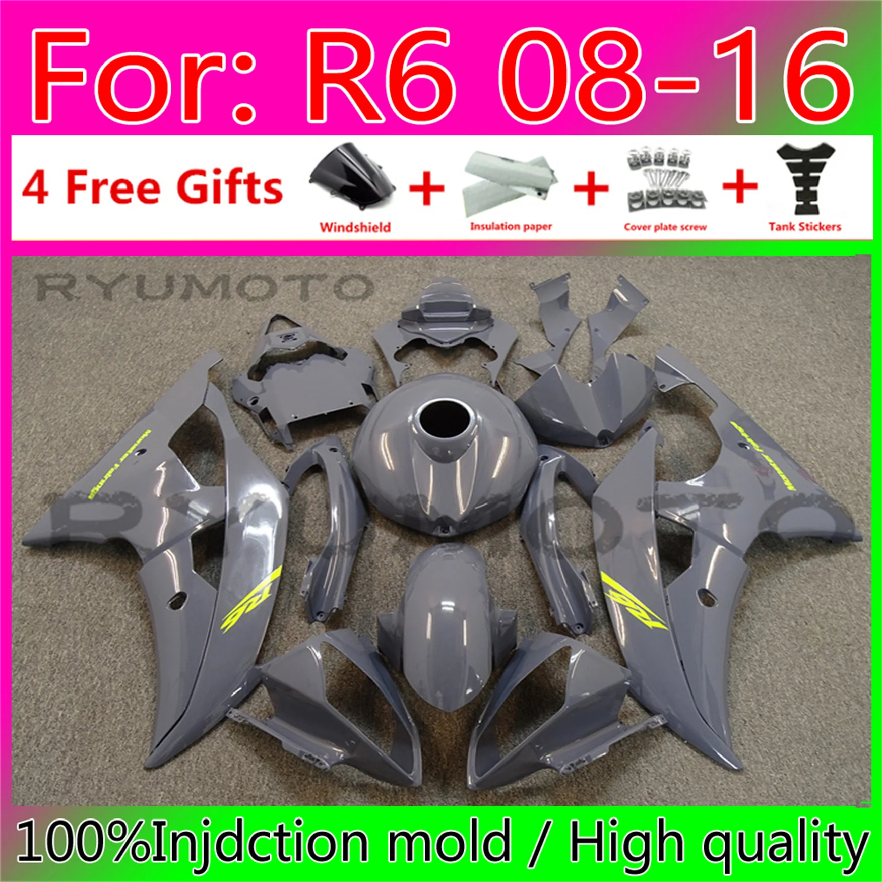 

Motorcycle Injection Fairing Kits For Yamaha YZF R6 2008 2009 10 2011 12 13 15 16 Fairings Bodywork YFZ-R6 08 09 11