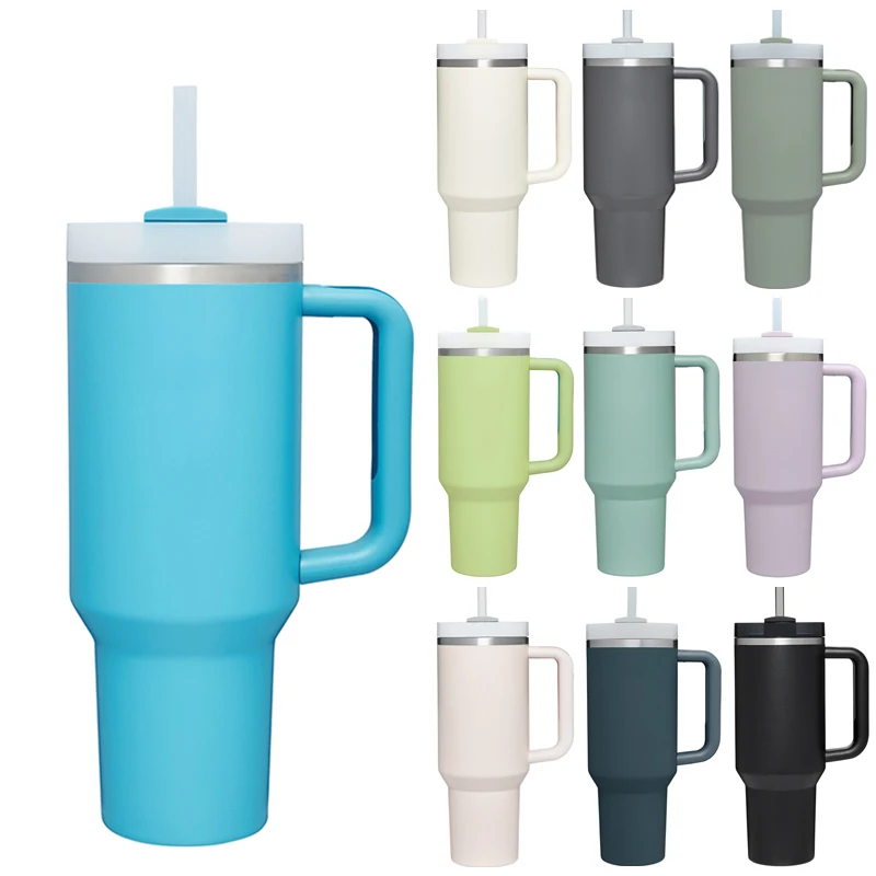 

Lid Vacuum Steel 40oz Cup Handle Insulated Travel Mug Stainless Water Hot Cold Tumbler Car With Bottle Thermos Thermal Straw