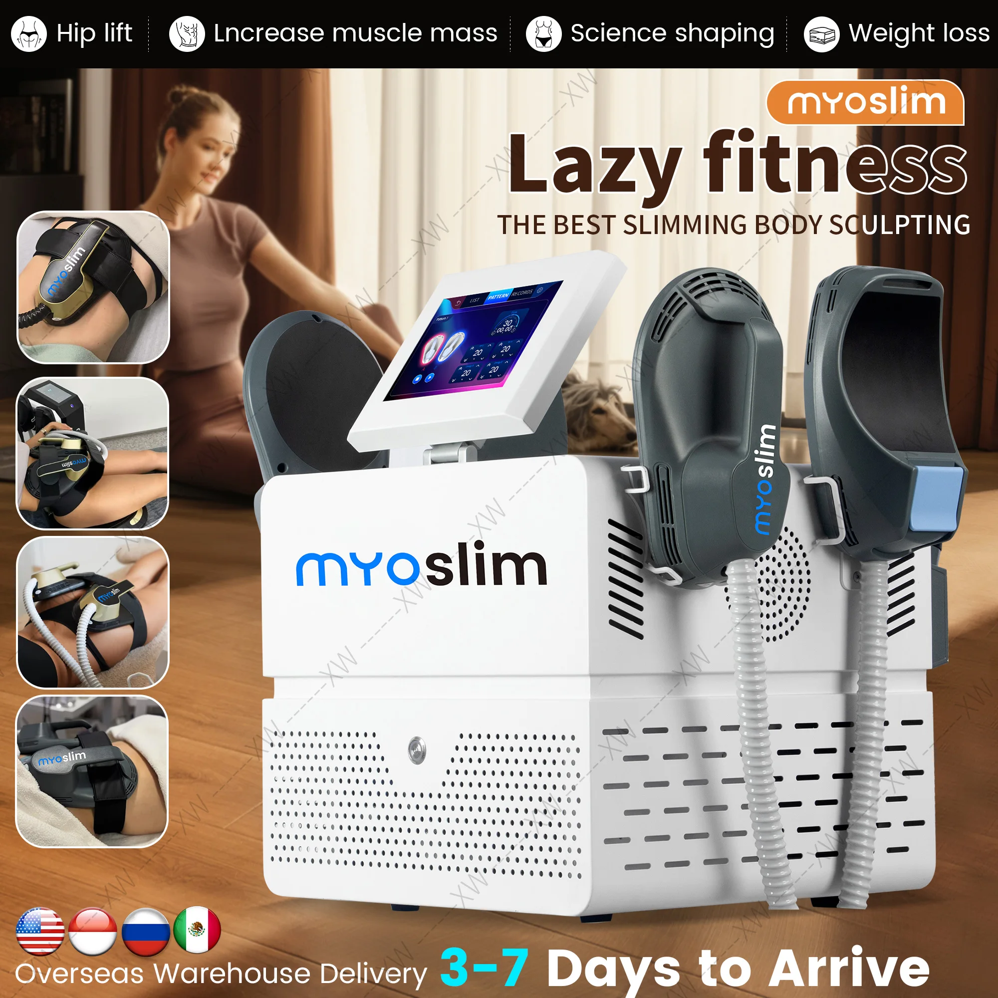 MYoslim 6500W EMS Body Sculpting 15Tsl Fat Removal Muscle Contouring Electric Stimulation Slimming Set for Fitness Professionals