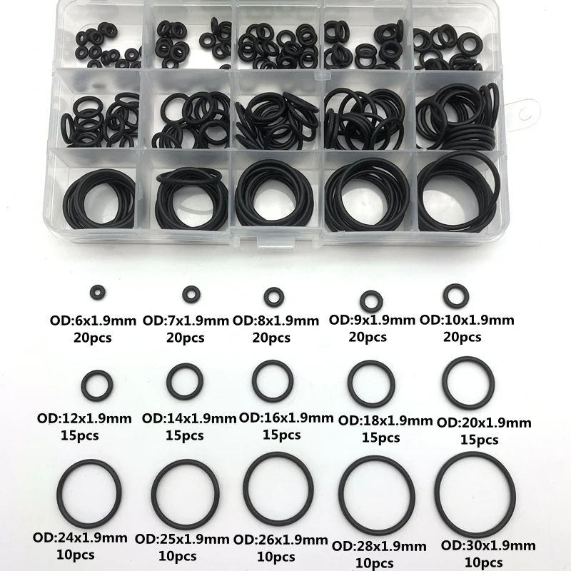 O Rings VMQ NBR FKM 1.5/1.8/1.9/2.4/3.1mm Sealing Gaskets O-Ring Silicone Washer Rubber Oring Set Assortment Kit Set Box Ring
