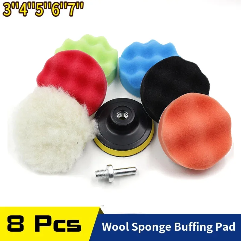 7Pcs Set 3 7 inch Sponge Buffing Waxing Clean Polish Buffer Car Polishing Pad Drill Wheel