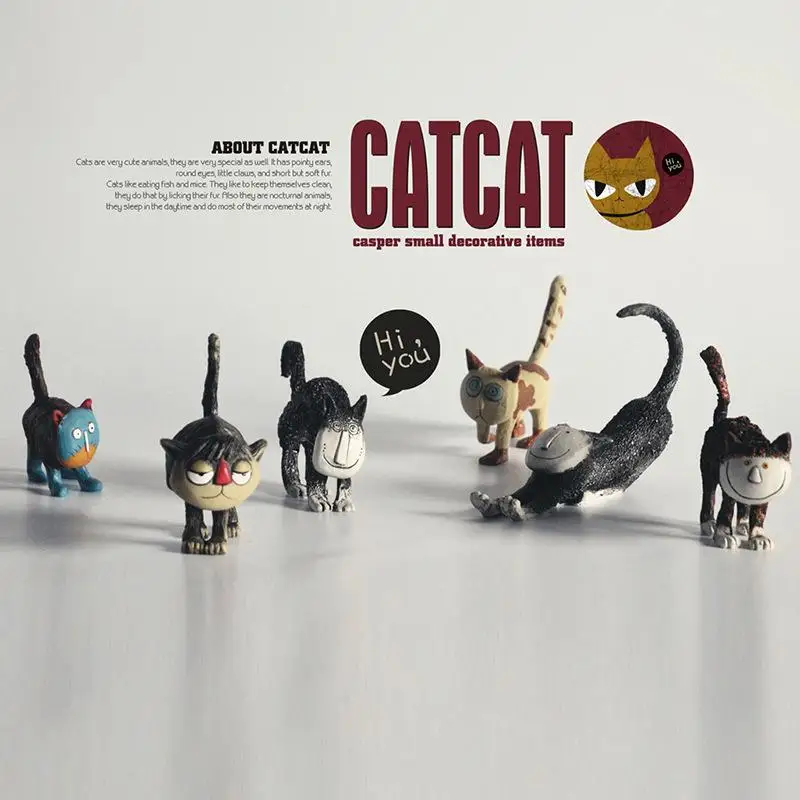Cute Decorations Cat Star Cartoon Figurines Miniatures Cat Car Home Living Room Office Decoration Crafts Birthday Gi