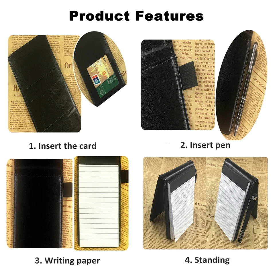 Note Book NEUSID 4 Pcs Small Pocket Notebook Mini Notepads Set, A7 PU