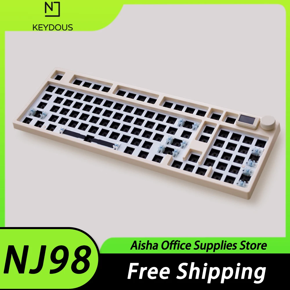 

Keydous NJ98 Mechanical Keyboard Kit Multifunctional Knob Custom Screen Aluminum Hot Swap Three Mode 98 Keys Gaming Keyboard Mac