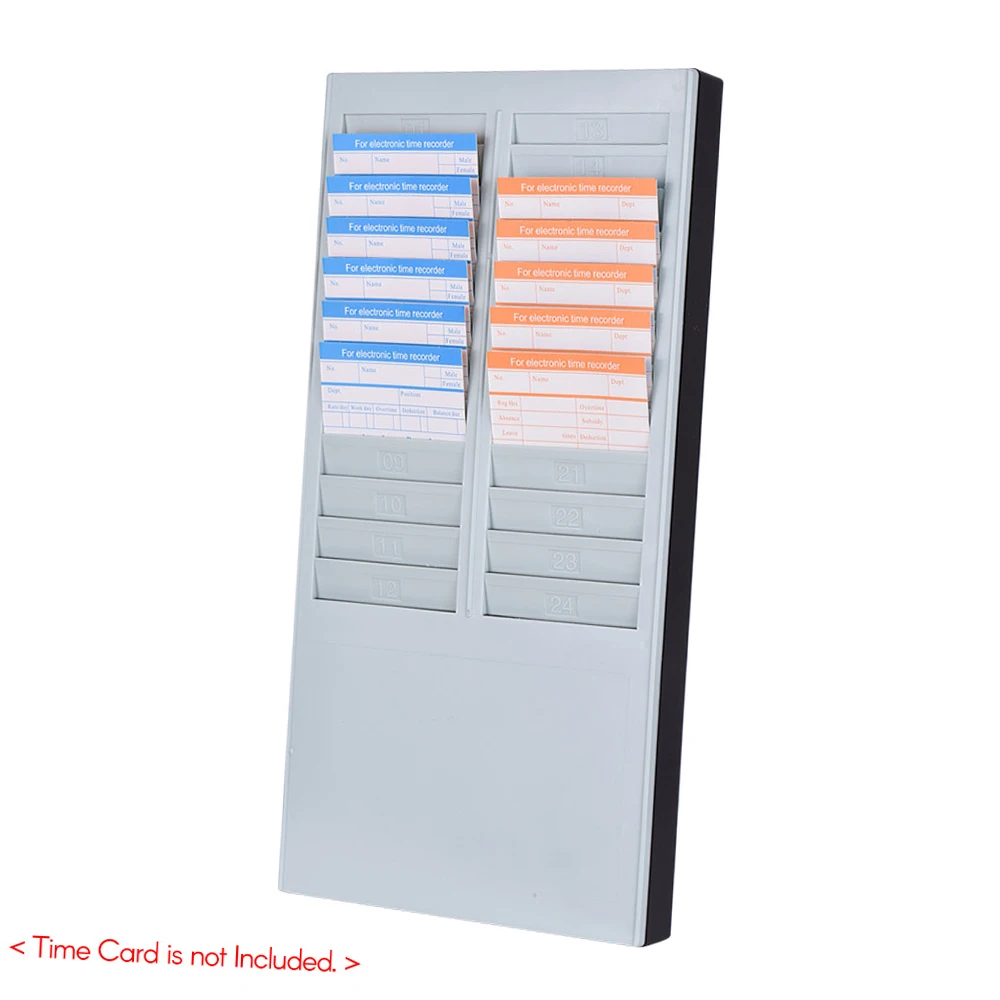Time Card Rack Wall Mount Holder 24 Pocket Slot for Attendance Recorder Punch Time Office attendance machine