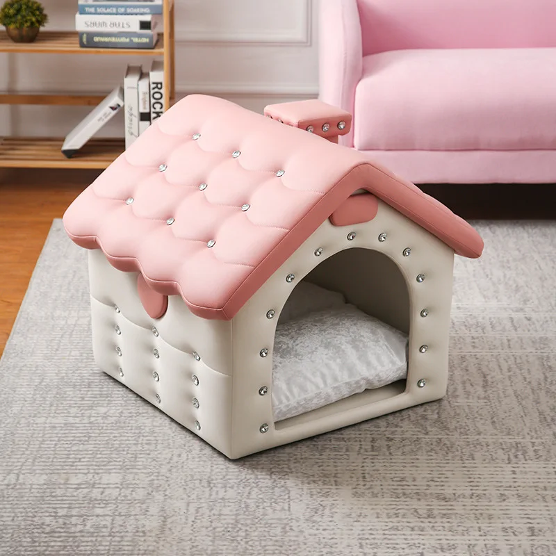 

European diamond inlaid high-end type removable and washable pet nest villa house