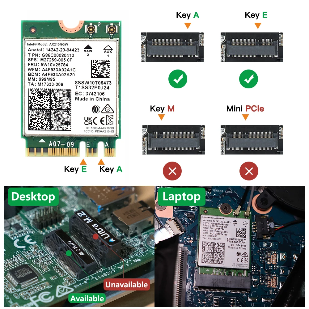 6E, Intel AX210, Sem Fio, 5374Mbps, 802.11AX,