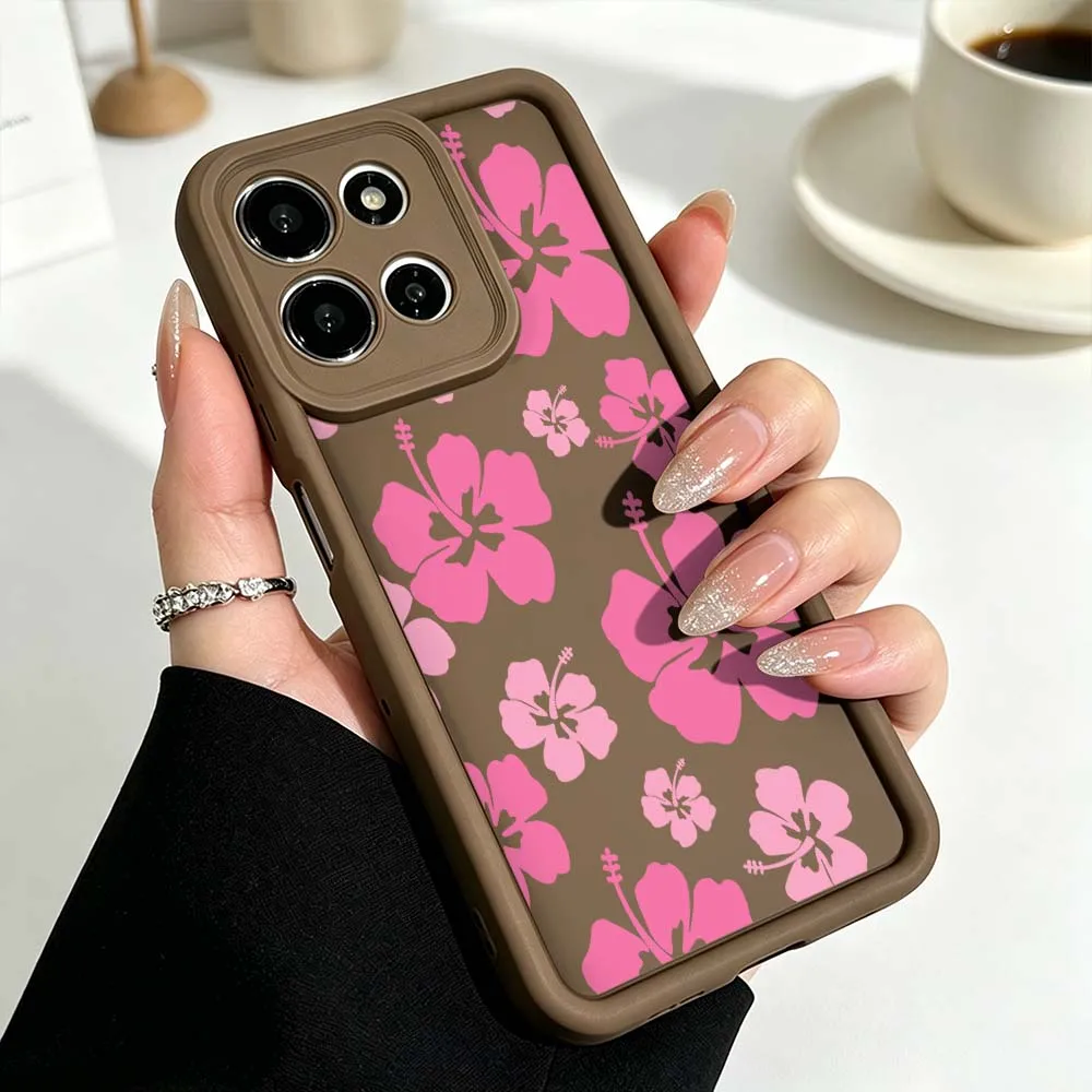 Blue Pink Hibiscus Phone Case with Fusion Eye Ladder Design