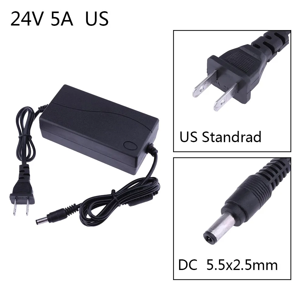 24V 5A AC-DC 전원 어댑터 컨버터 5.5*2.5mm LED 라이트 벨트용