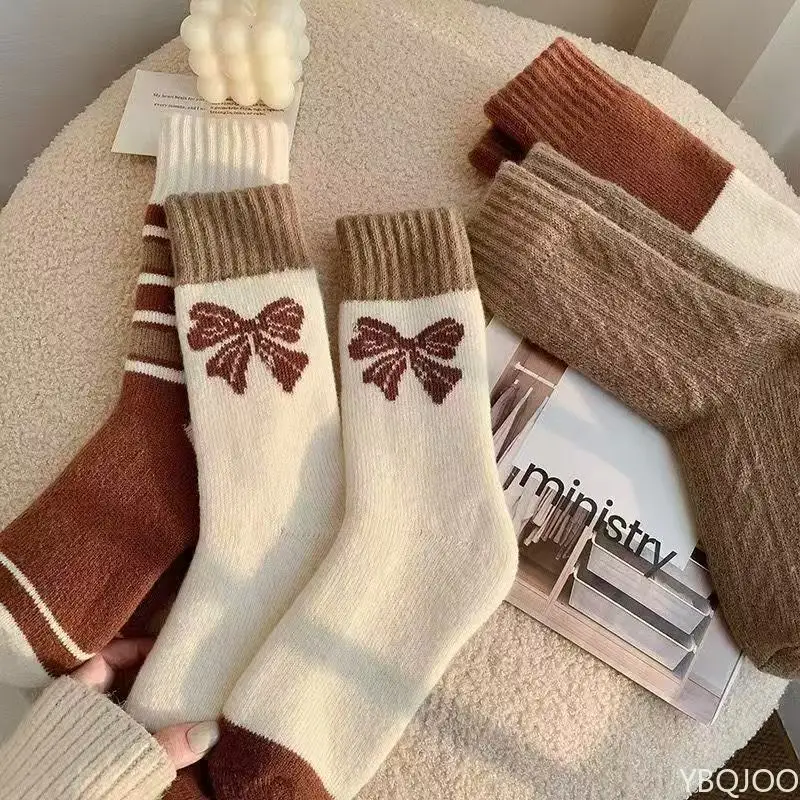 4 pairs Women's autumn winter thick warm looped socks sweet fashionable ...