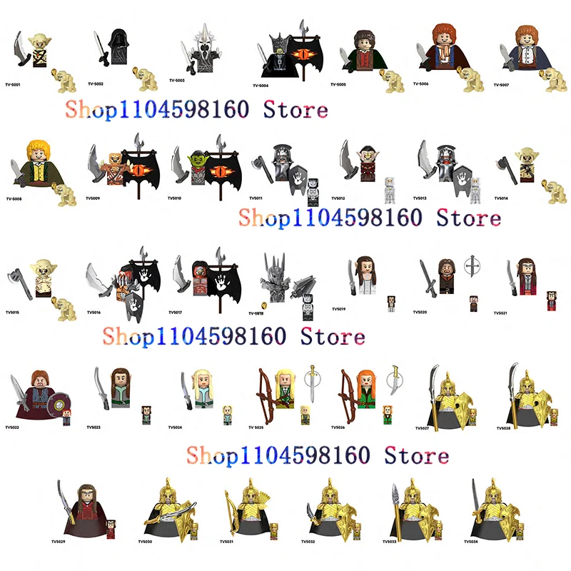 TV6401 TV6402 TV6403 TV6404 Anime Movies Lord Goblin Ringwraith Sauron Frodo Orcs Uruk-hai Rings Building Blocks for Kids Gifts Building Block Toys Craft Toys