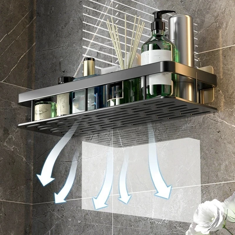 Wall-Mounted Wall Metal Shelf Narrow Wall Washing Thickeneded Bathroom Suction Cup Punch-Free Wall Toilet Toilet 3