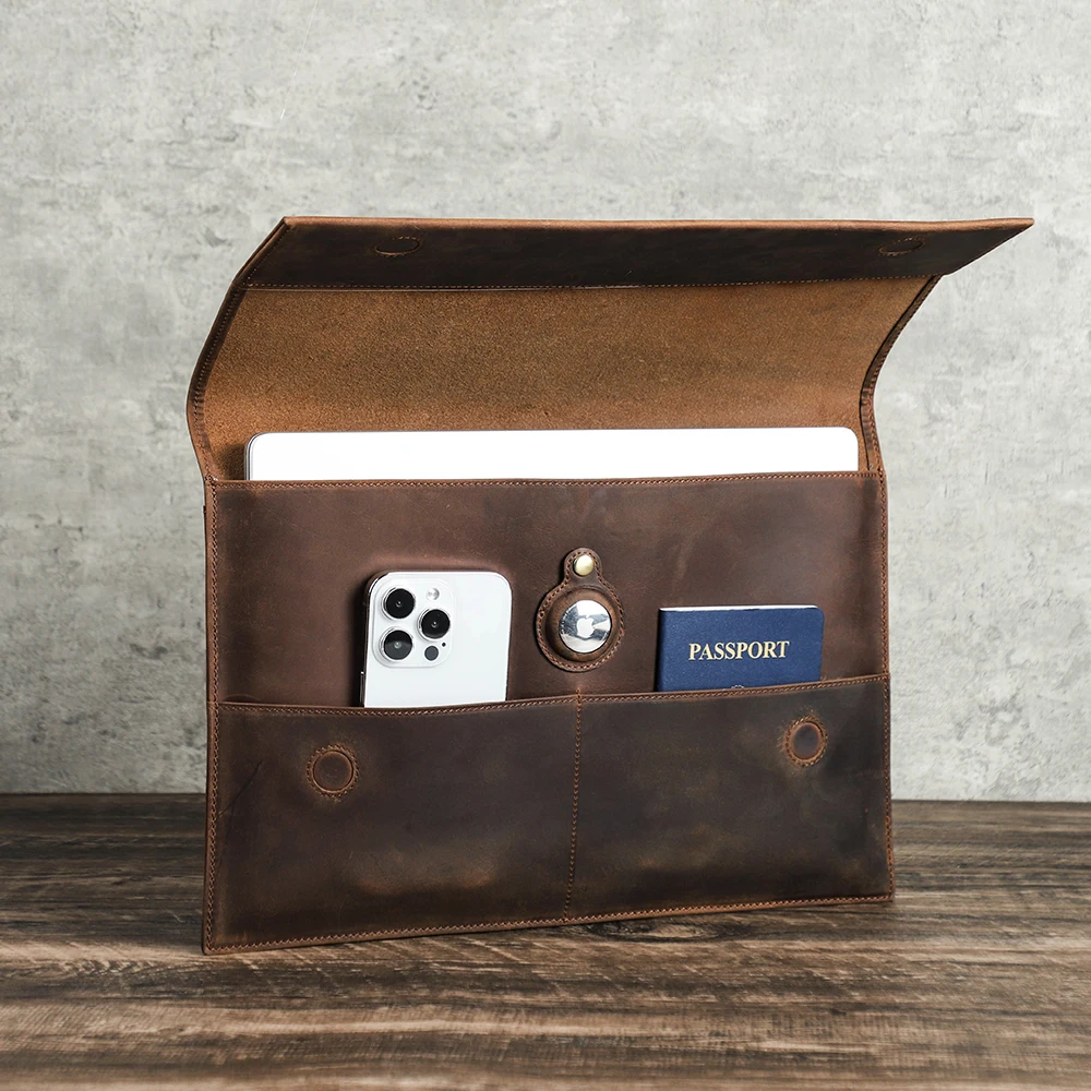 Família de Contact-bolsa de Couro Laptop Capa para Macbook Pro Air 13 em 14 em 15 em 16 em Capa Protetora Airtag Case Bolsa - Imagem 5