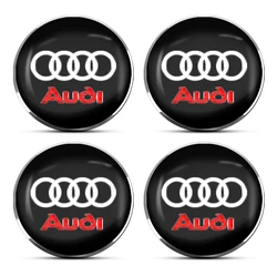 Premium Car Wheel Center Hub Cap Logo Stickers Set - 4pcs Rim Cover Emblem Decal (Audi)