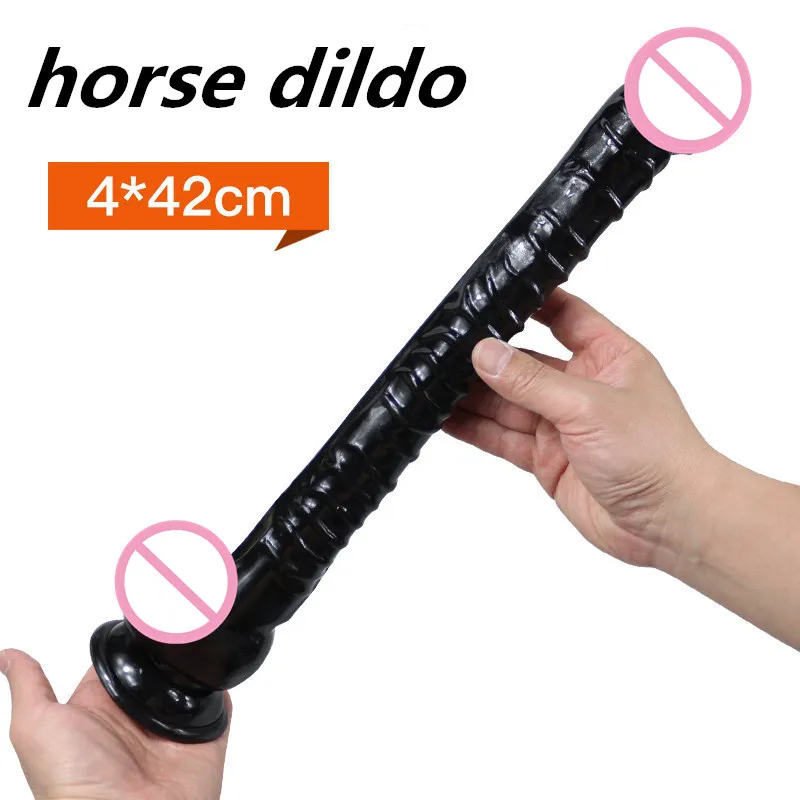 16.54 Inch Soft Long Dilldo Butt Plug Dildos For Women With Suction Cup Realistic Horse Dildo Black Animal Penis Sex Toys 18